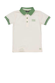thumbnail: Wit en groene jongens Quapi T-shirt van katoen met backprint, korte mouwen, polo kraag en knoopsluiting