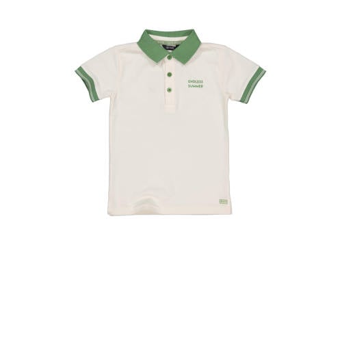 Quapi T-shirt BAUKE met backprint wit/groen Jongens Katoen Polokraag Backprint - 104