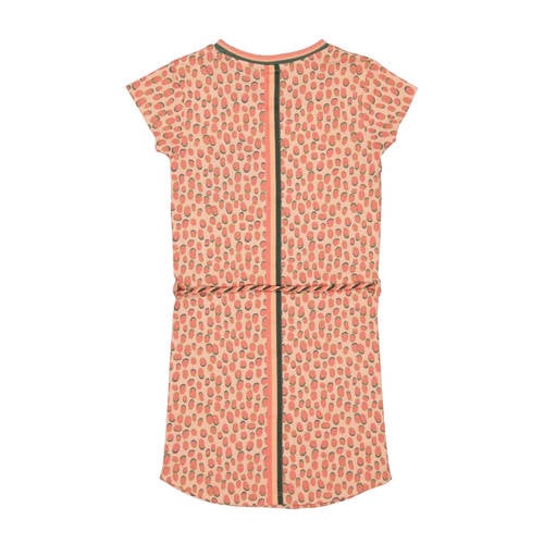 Quapi jurk BABET met all over print rood roze groen Meisjes Katoen Ronde hals 68