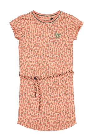 jurk BABET met all over print rood/roze/groen