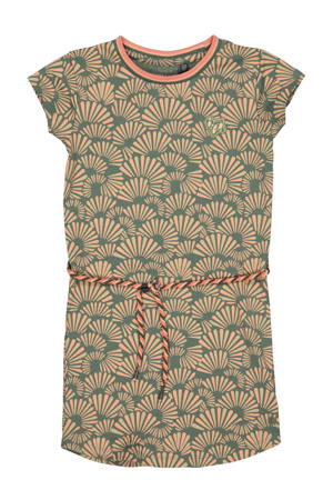 jurk BABET2 met all over print groen/roze
