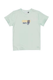 thumbnail: Blauwe jongens Quapi T-shirt van katoen met effen, korte mouwen, ronde hals en drukknoopsluiting