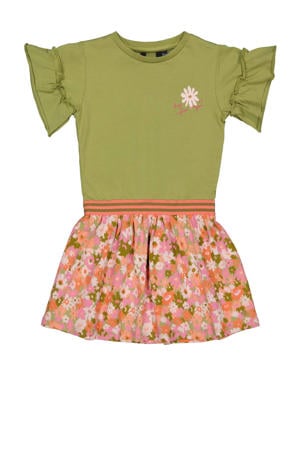 jurk BEATA groen/oranje/roze
