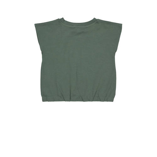 Quapi T-shirt BEERTJE donkergroen Meisjes Katoen Ronde hals Effen 110 116