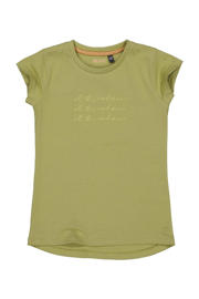 thumbnail: Groene meisjes Quapi T-shirt van katoen met effen, korte mouwen, ronde hals en drukknoopsluiting