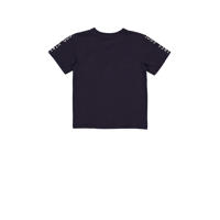 thumbnail: Blauw, donkerblauw en witte jongens Quapi T-shirt van katoen met effen, korte mouwen, ronde hals en drukknoopsluiting