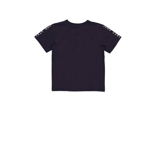 Quapi T-shirt BICKER donkerblauw wit Jongens Katoen Ronde hals Effen 110 116