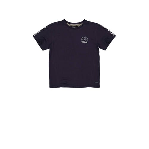 Quapi T-shirt BICKER donkerblauw/wit Jongens Katoen Ronde hals Effen - 110/116