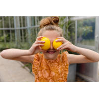 thumbnail: Quapi jurk BEIKE met all over print okergeel/lichtroze
