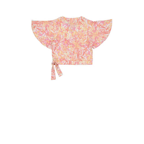 Quapi gebloemde top BOUDY roze oranje geel Meisjes Katoen V-hals Bloemen 110 116