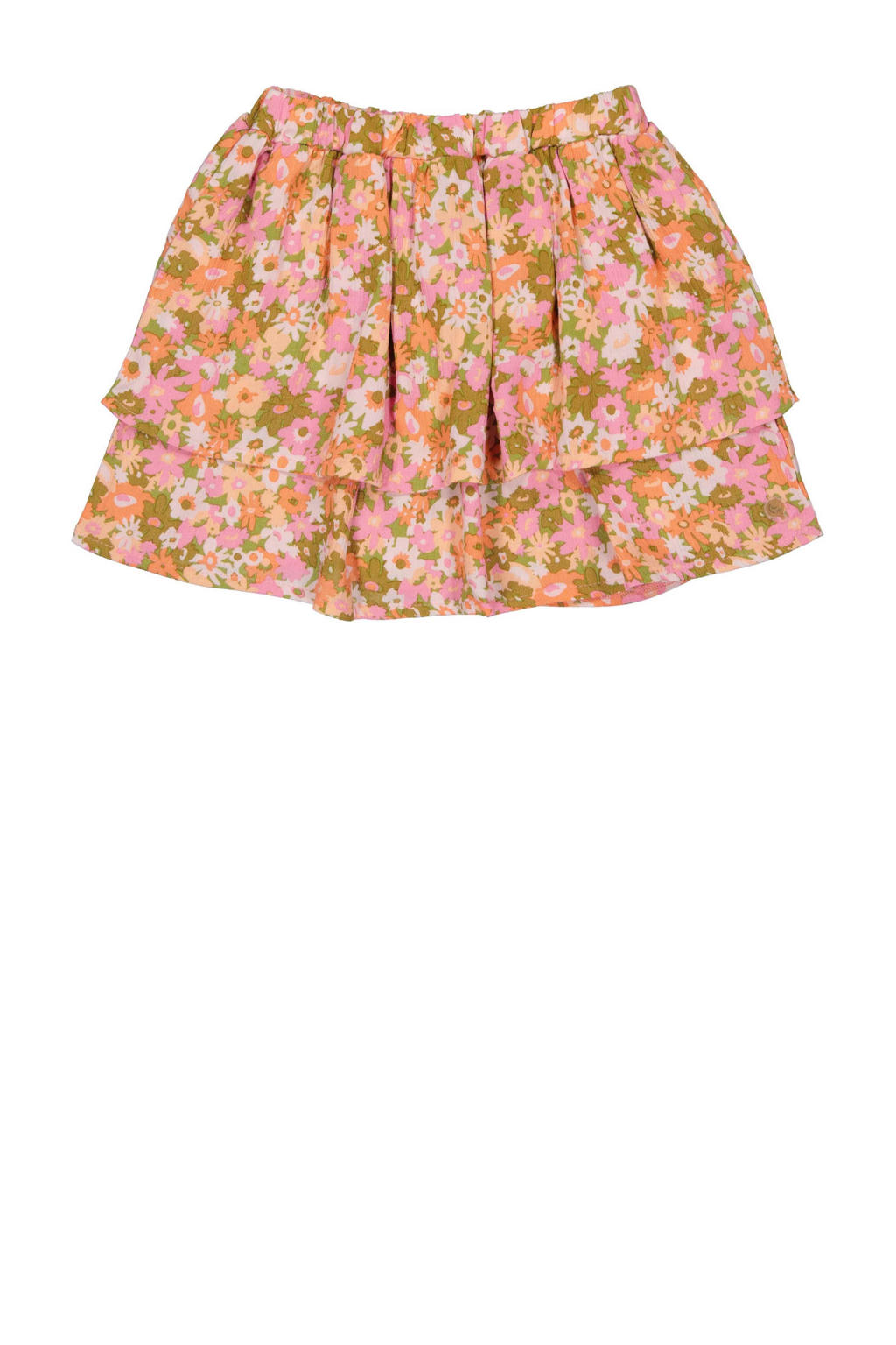 Roze meisjes Quapi gebloemde rok gemaakt van viscose en met elastische tailleband