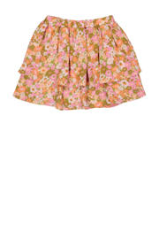 thumbnail: Roze meisjes Quapi gebloemde rok gemaakt van viscose en met elastische tailleband