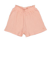 thumbnail: Roze meisjes Quapi gestreepte regular fit casual short van katoen met elastische tailleband