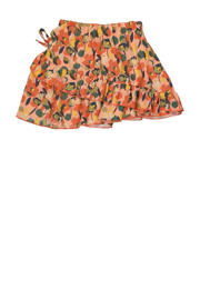 thumbnail: Roze, groen en oranje meisjes Quapi rok met all over print en ruches gemaakt van viscose 