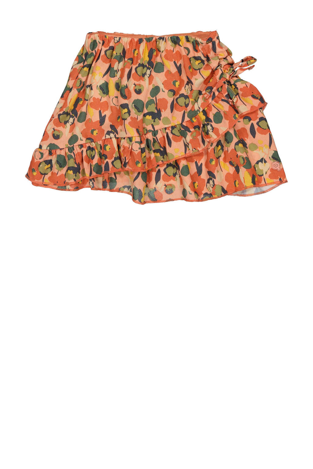 Roze, groen en oranje meisjes Quapi rok met all over print en ruches gemaakt van viscose 