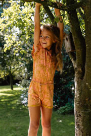thumbnail: Quapi playsuit BELLE met all over print okergeel/roze