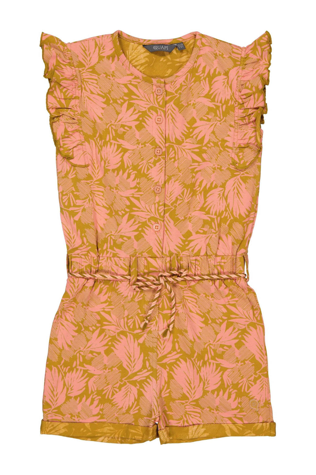 Quapi playsuit BELLE met all over print okergeel/roze