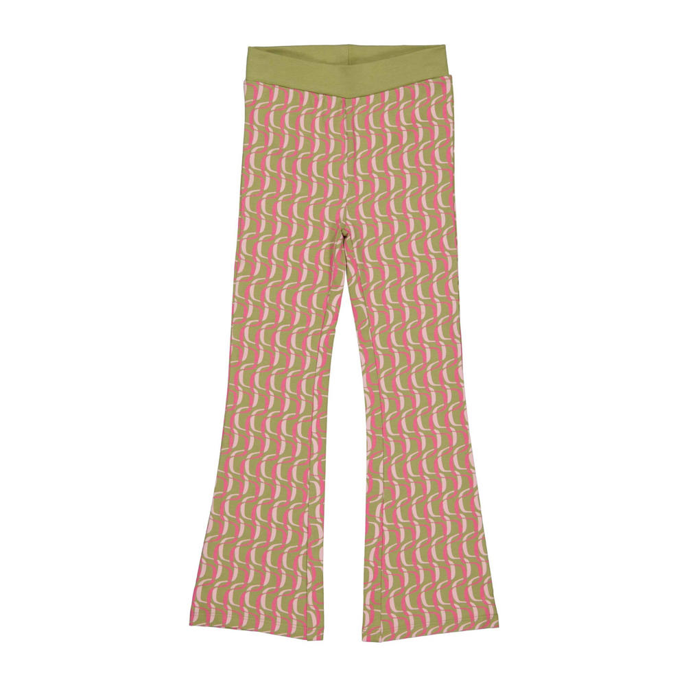 Groen en roze meisjes Quapi gestreepte regular fit legging van katoen met elastische tailleband