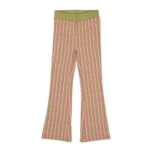 Quapi gestreepte regular fit legging BURA groen/roze Meisjes Katoen Streep - 104