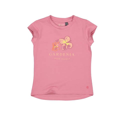 Quapi T-shirt BIBIANA met printopdruk roze Meisjes Katoen Ronde hals Printopdruk - 104