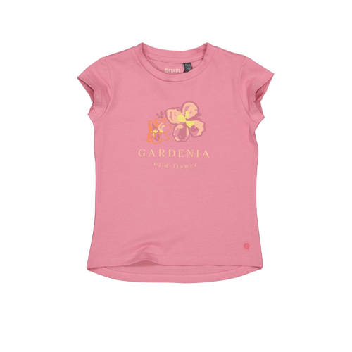 Quapi T-shirt BIBIANA met printopdruk roze Meisjes Katoen Ronde hals Printopdruk
