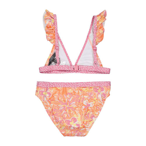 Quapi triangel bikini BIBINE met ruches roze oranje geel Meisjes Polyamide 110 116