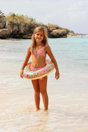 thumbnail: Quapi triangel bikini BIBINE met ruches roze/oranje/geel