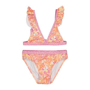 triangel bikini BIBINE met ruches roze/oranje/geel