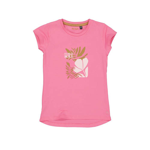 Quapi T-shirt BIBIAN met printopdruk roze Meisjes Katoen Ronde hals Printopdruk