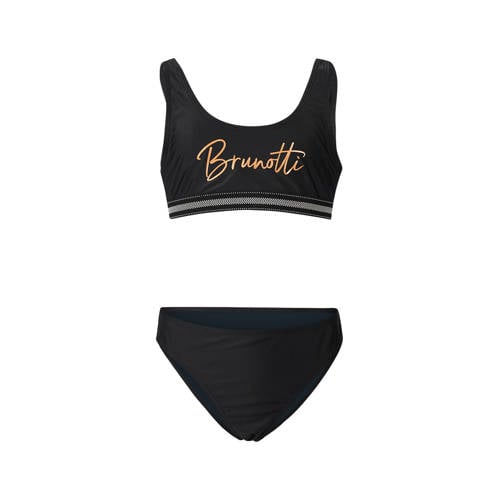 Brunotti crop bikini Mya zwart Meisjes Gerecycled polyester Logo