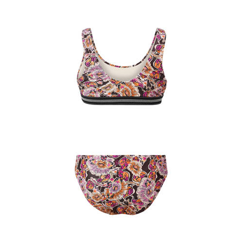 brunotti crop bikini Diadra roze oranje Meisjes Polyester Bloemen 164