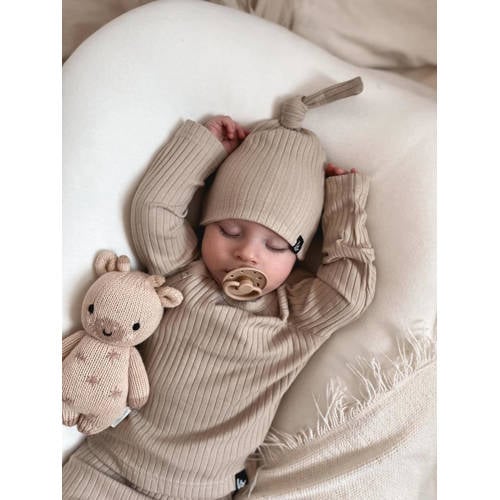 Babystyling baby muts knot almond Beige Jongens Meisjes Stretchkatoen Effen 44 68