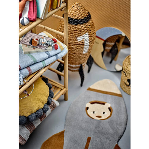 Bloomingville Mini kindervloerkleed Space (100x60 cm) Blauw Grafisch