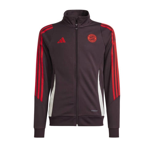 Adidas Performance Junior FC Bayern München trainingspak donkerpaars rood Jongens Meisjes Polyester Opstaande kraag 128