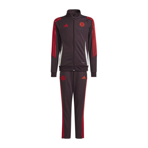 adidas Performance Junior FC Bayern München trainingspak zwart/rood Jongens/Meisjes Gerecycled polyester Opstaande kraag