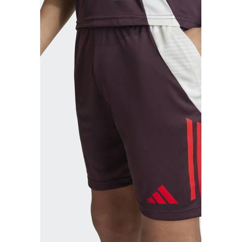 Adidas Performance Junior FC Bayern München voetbalshort training donkerpaars rood wit Sportbroek Jongens Meisjes Polyester 140