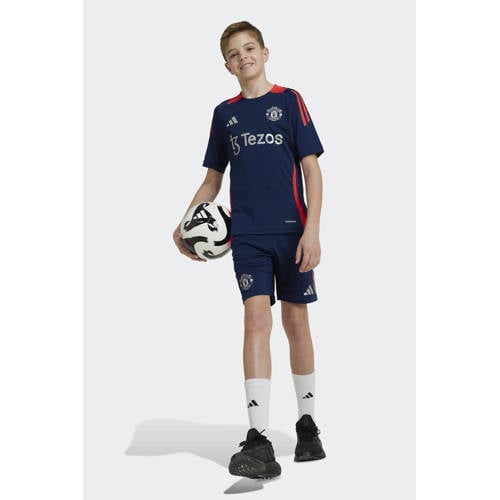 Adidas Performance Junior Manchester United voetbalshort Sportbroek Blauw Jongens Meisjes Polyester 128