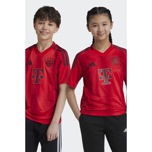 Adidas Performance Junior voetbal T-shirt rood zwart Sport t-shirt Jongens Meisjes Polyester V-hals 152