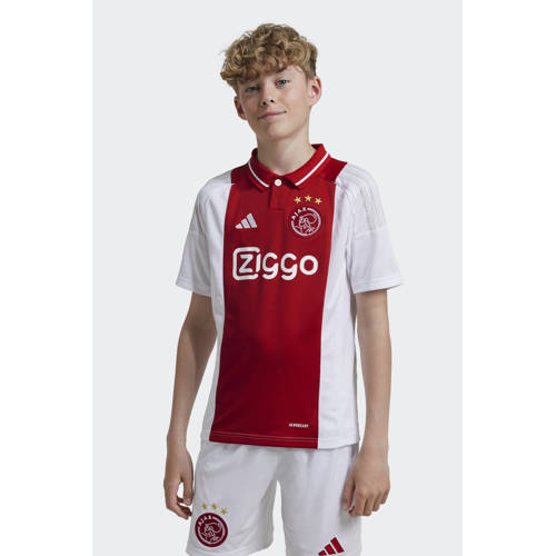 Adidas Performance Junior Ajax Amsterdam voetbalshirt thuis seizoen '24 '25 Sport t-shirt Wit Jongens Meisjes Polyester Ronde hals 140