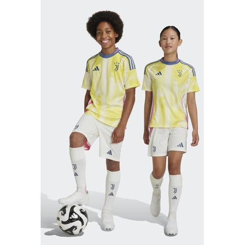 Adidas Performance Junior Juventus FC voetbalshort Uit Sportbroek Wit Jongens Meisjes Polyester 140