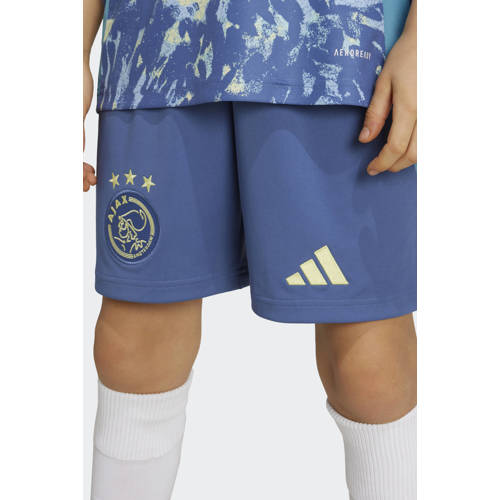 Adidas Performance Junior Ajax Amsterdam voetbalshort uit Sportbroek Blauw Jongens Meisjes Polyester 140