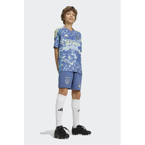 Adidas Performance Junior Ajax Amsterdam voetbalshort uit Sportbroek Blauw Jongens Meisjes Polyester 140