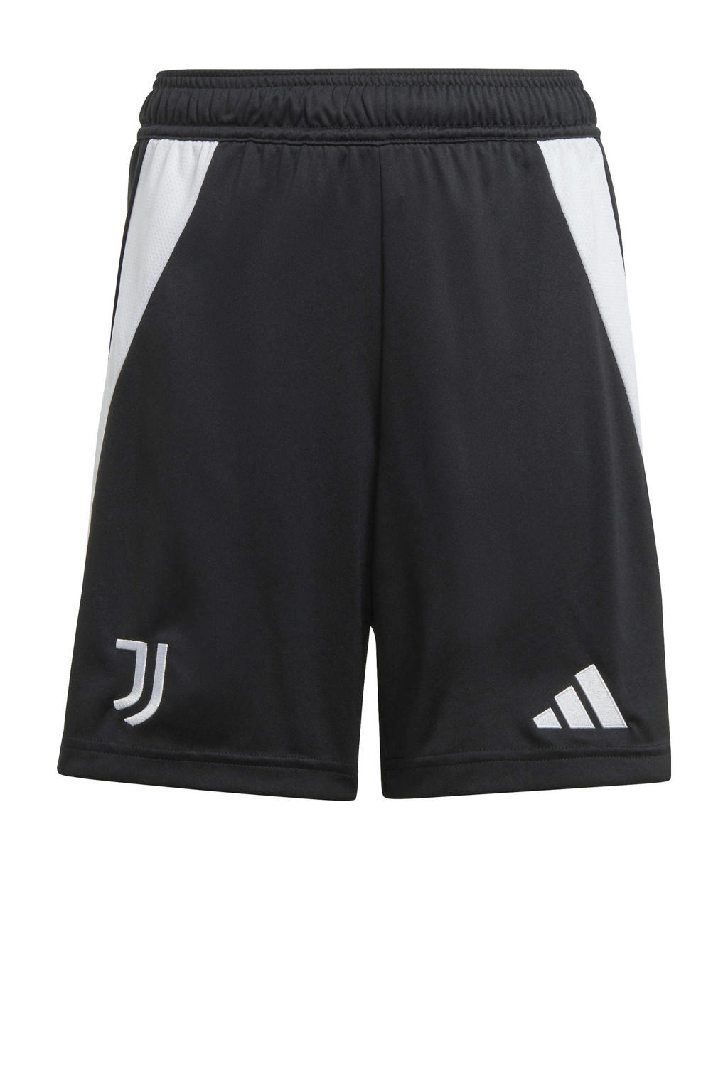 Zwart en witte jongens en meisjes adidas Performance Junior Juventus FC voetbalshort van polyester met regular fit en elastische tailleband met koord