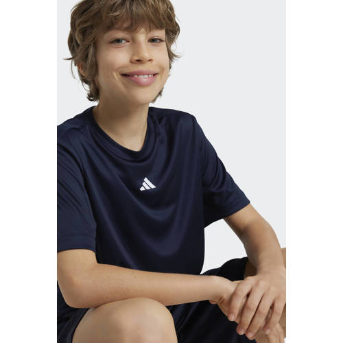 Adidas Sportswear junior voetbalshirt training donkerblauw wit Sport t-shirt Jongens Meisjes Polyester Ronde hals 176