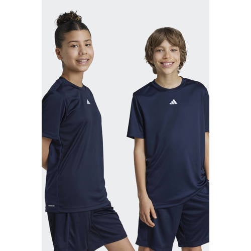 Adidas Sportswear junior voetbalshirt training donkerblauw wit Sport t-shirt Polyester Ronde hals 176