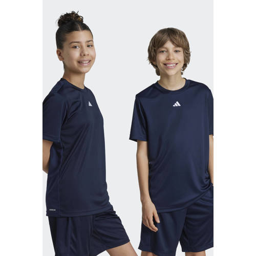 Adidas Sportswear junior voetbalshirt training donkerblauw wit Sport t-shirt Jongens Meisjes Polyester Ronde hals 176