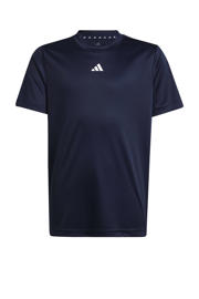 thumbnail: Donkerblauw en witte jongens en meisjes adidas Sportswear junior voetbalshirt training van polyester met korte mouwen en ronde hals