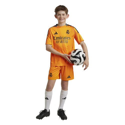 Adidas Performance Junior Real Madrid voetbalshort uit Sportbroek Oranje Jongens Meisjes Polyester 164