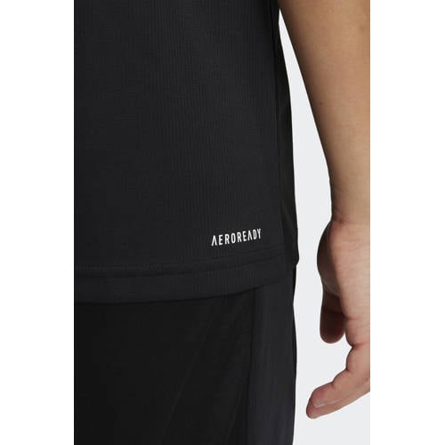 Adidas Sportswear Junior voetbalshirt training zwart wit Sport t-shirt Polyester Ronde hals 140