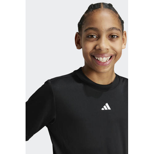 Adidas Sportswear junior voetbalshirt training Sport t-shirt Zwart Jongens Meisjes Gerecycled polyester Ronde hals 140
